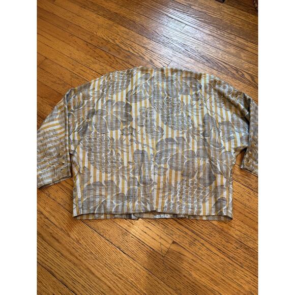 Michi Moon Kimono Jacket Womens Small Stripe Floral Japan Linen Sanyo - Picture 5 of 5